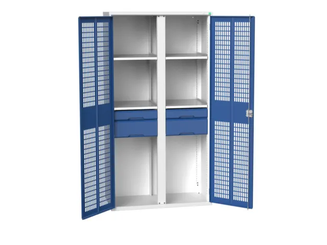 universele kast,HxBxD 2000x1050x550mm,4xStalen bodem,4lade(n)