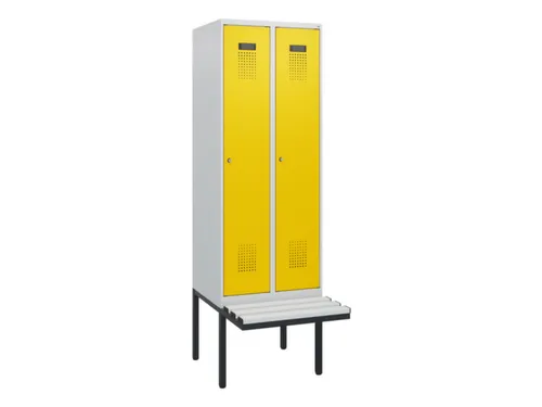 locker met bank,HxBxD 1950x600x815mm,2vak,vak B 300mm,cilinderslot