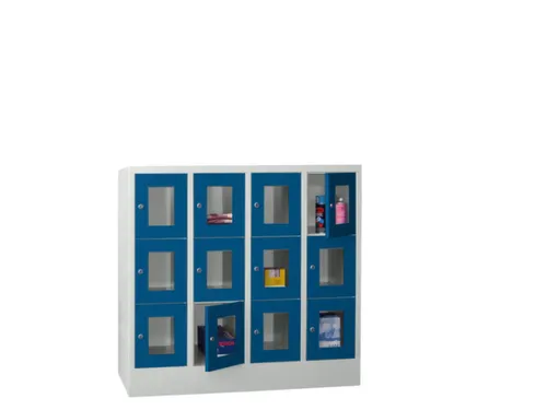 lockerkast,HxBxD 1187x1200x500mm,4x3vakken,RAL7035,front RAL5010