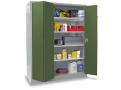 Vouwdeurkast 1950x1200x500mm 4legborden Verzinkt Ral7035 Front Ral6011