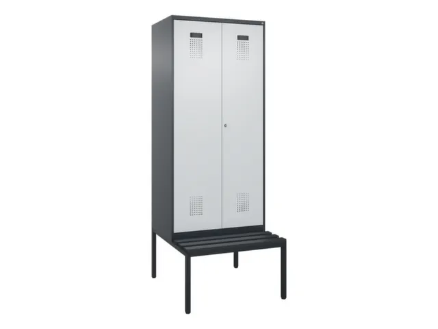 locker met bank,voor scheiding van kleding,HxBxD 2120x800x815mm,2vak