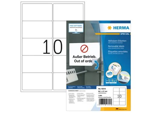 HERMA 10316 Verwijderbare Adresetiket A4 99,1x57mm Wit 1000 stuks