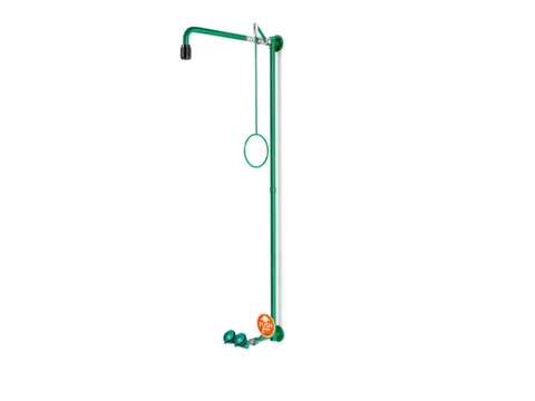 plens-/oogdouche,m. 2sproeikoppen vast,RVS/messing,groen,wandmontage