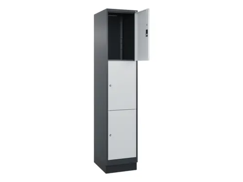 lockerkast,HxBxD 1950x400x500mm,1x3vakken,vak B 400mm,cil.-slot,sokkel