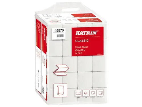 Handdoek Katrin Classic Zigzag 45570 2-laags 23x23cm wit 20x200st