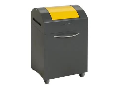 Afvalbak 45 Liter 650x380x320mm Plaatstaal 2 Wielen Klep Geel