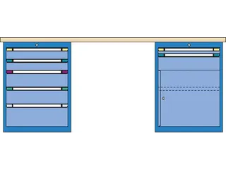 werkbank,HxBxD 840x2500x700mm,multiplexblad,RAL7035,front RAL7035 - 1