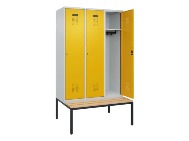 locker met bank,HxBxD 2120x1200x815mm,3vak,vak B 400mm,cilinderslot