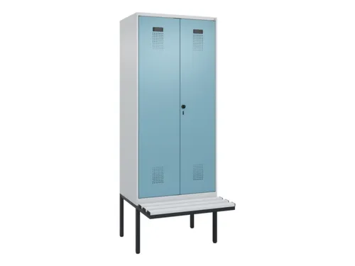 PBM-locker met bank,HxBxD 2120x800x815mm,2vak,vak B 400mm,draaigrendel