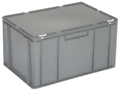 Euronorm Stapelkrat Pe Hxlxb 330X600X400Mm 63L Met Deksel Grijs