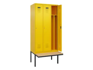 locker met bank,voor scheiding van kleding,HxBxD 2120x900x815mm,3vak - 1