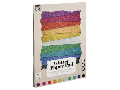 Hobbykarton CarftID glitter 24x34cm 180gr 10 vel 10 kleuren