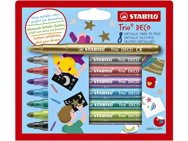 Viltstift STABILO Trio deco metallic assorti etui à 8 stuks