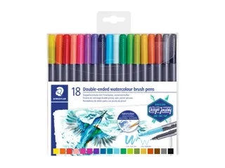 Brushpen Staedtler 3001 Marsgraphic duo 0.5-6mm blister à 18st ass - 1