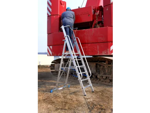 verrijdbare treden-platformladder eenzijdig 12treden stand H 2 8m