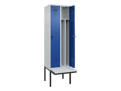 locker met bank,voor scheiding van kleding,HxBxD 2120x600x815mm,2vak