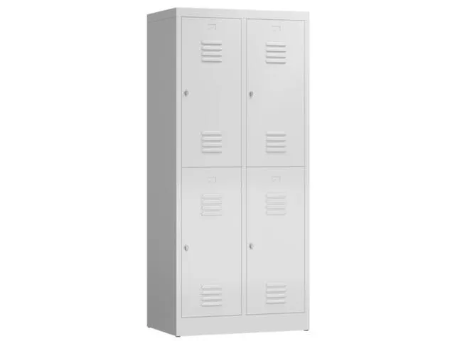 Dubbeldekse garderobekast 1800x800x500mm 2x2vak B 400mm RAL7035