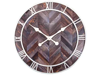 Wandklok Ø58cm Hout/Metaal Donkerbruin Roman Vintage Romeinse cijfers - 1