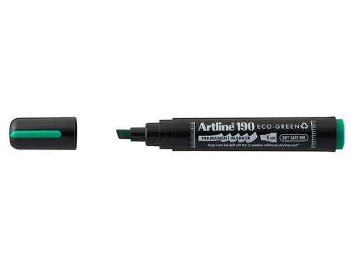 Permanent marker Artline 190 Eco schuin 2-5mm groen Dry Safe
