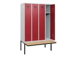 locker met bank,HxBxD 1950x1200x815mm,4vak,vak B 300mm,cilinderslot