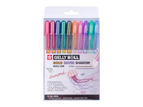 Gelschrijver Sakura Gelly Roll 0.7mm Gold & Silver Shadow 10 stuks