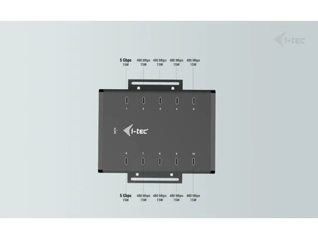 USB-C/USB-A Metal Charging + data HUB, 15W per port, 10x USB-C