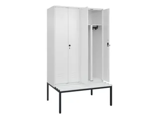 PBM-locker met bank,HxBxD 2120x1200x815mm,4vak,vak B 300mm - 2