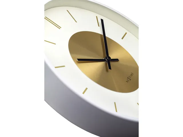 Wandklok NeXtime Retro II 25cm wit/goud metaal