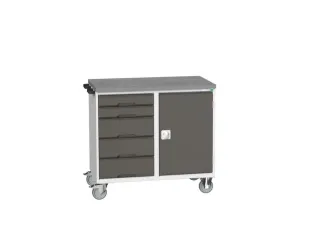 montagetafel 980x1050x600mm linoleumblad 5 laden kast front RAL7016 - 1