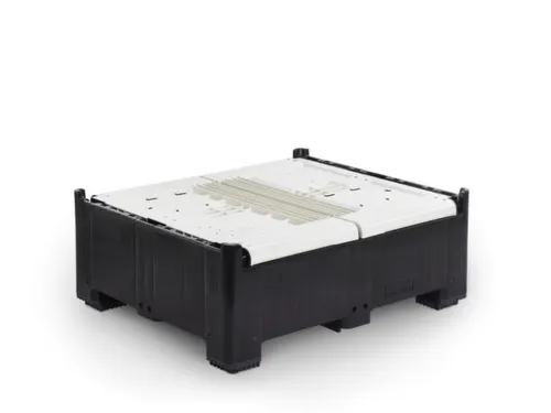 Palletbox,HxLxB 973x1200x1000mm,905l,PE,zwart/ivoorkleurig