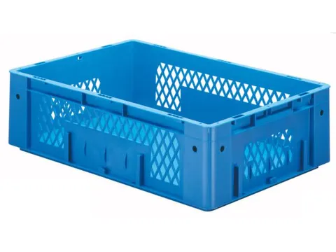 Euronorm Stapelkrat 175x600x400mm 31l Opengewerkt/Bodem Gesl. Blauw