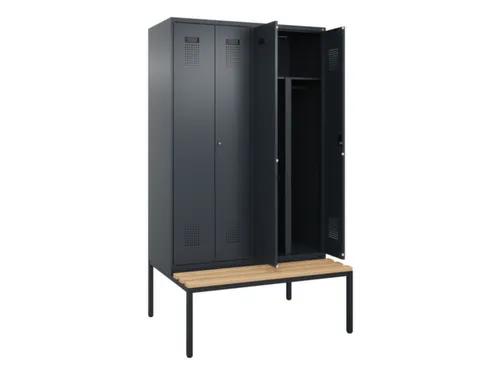 PBM-locker met bank,HxBxD 2120x1200x815mm,4vak,vak B 300mm