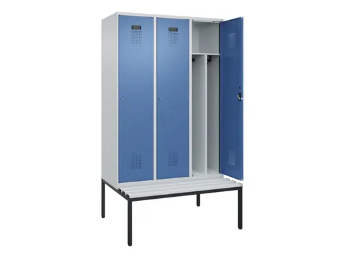 locker met bank,voor scheiding van kleding,HxBxD 2120x1200x815mm,3vak