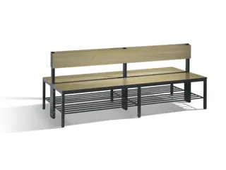 omkleedbank,HxLxD 796x2000x760mm,HPL eiken-sereno,frame staal RAL7021 - 1