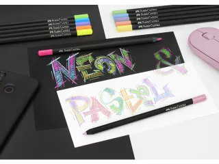 Kleurpotlood Black Edition 12 stuks neon+pastel in kartonnen etui - 4