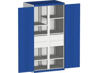 kast met geperforeerde platen,HxBxD 2000x1050x650mm,2xStalen bodem - 1