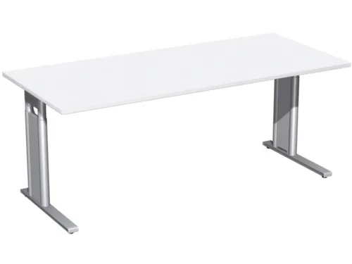 Bureau C-Poot HxBxD 680-800x1800x800mm Decor wit Zilverkleurig