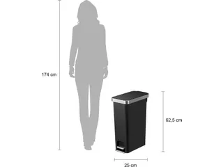 Afvalbak EKO Hana Slim pedaalemmer 40 liter zwart - 6