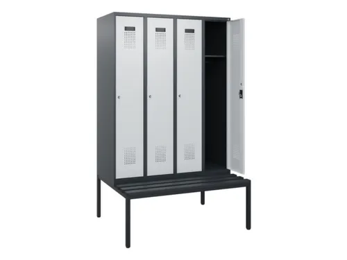 locker met bank,HxBxD 1950x1200x815mm,4vak,vak B 300mm,cilinderslot