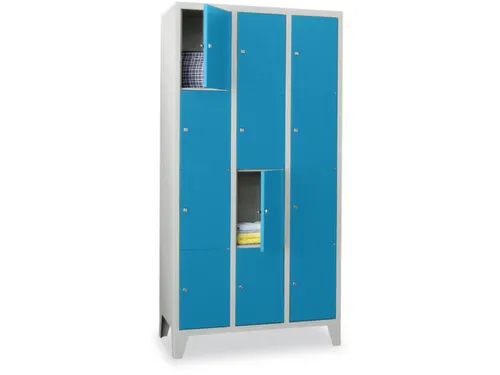 lockerkast,HxBxD 1850x900x500mm,3x4vakken,RAL7035,front RAL5012