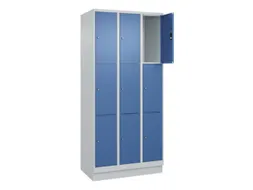 lockerkast,HxBxD 1950x900x500mm,3x3vakken,vak B 300mm,cil.-slot,sokkel