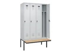 locker met bank,voor scheiding van kleding,HxBxD 2120x1200x815mm,4vak