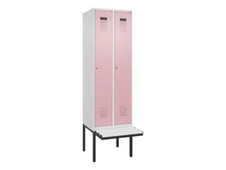 locker met bank,voor scheiding van kleding,HxBxD 2120x600x815mm,2vak - 2