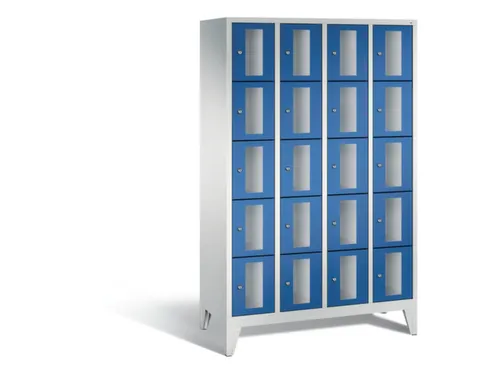 Lockerkast 1850x1190x500mm 4x5 vakken Cilinderslot Poten, RAL5010
