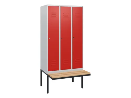 locker met bank,HxBxD 1950x900x815mm,3vak,vak B 300mm,cil.-slot
