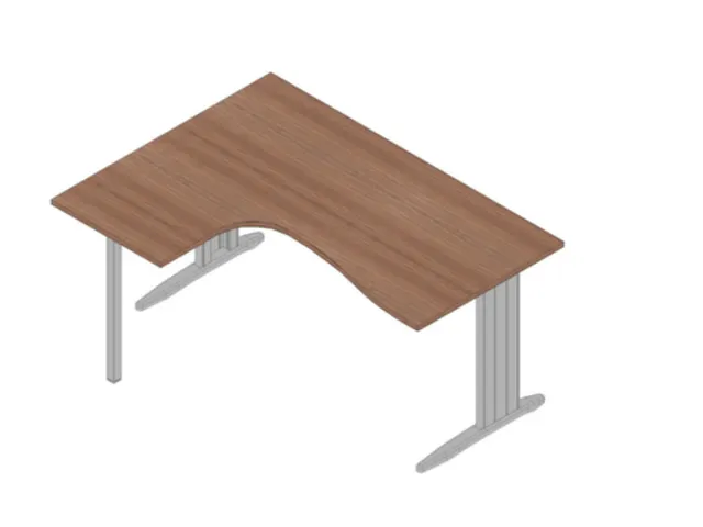 Bureau d’angle 730x1600x1200mm retour à gauche noyer/aluminium