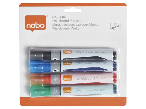 Whiteboardmarker Nobo Liquid ink schuin assorti 4mm 4st