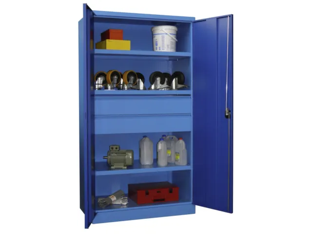 systeemkast,HxBxD 1950x1040x630mm,3xStalen bodem,RAL7035,front RAL6011