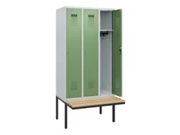 locker met bank,HxBxD 1950x900x815mm,3vak,vak B 300mm,cilinderslot