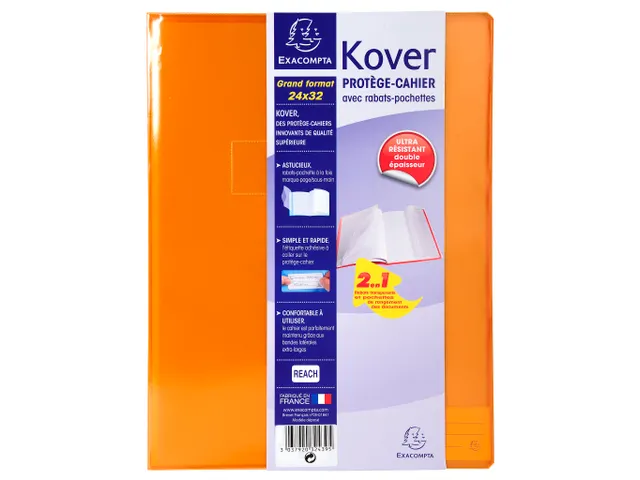 Protège-cahier translucide Kover - 24x32cm - Couleurs assorties